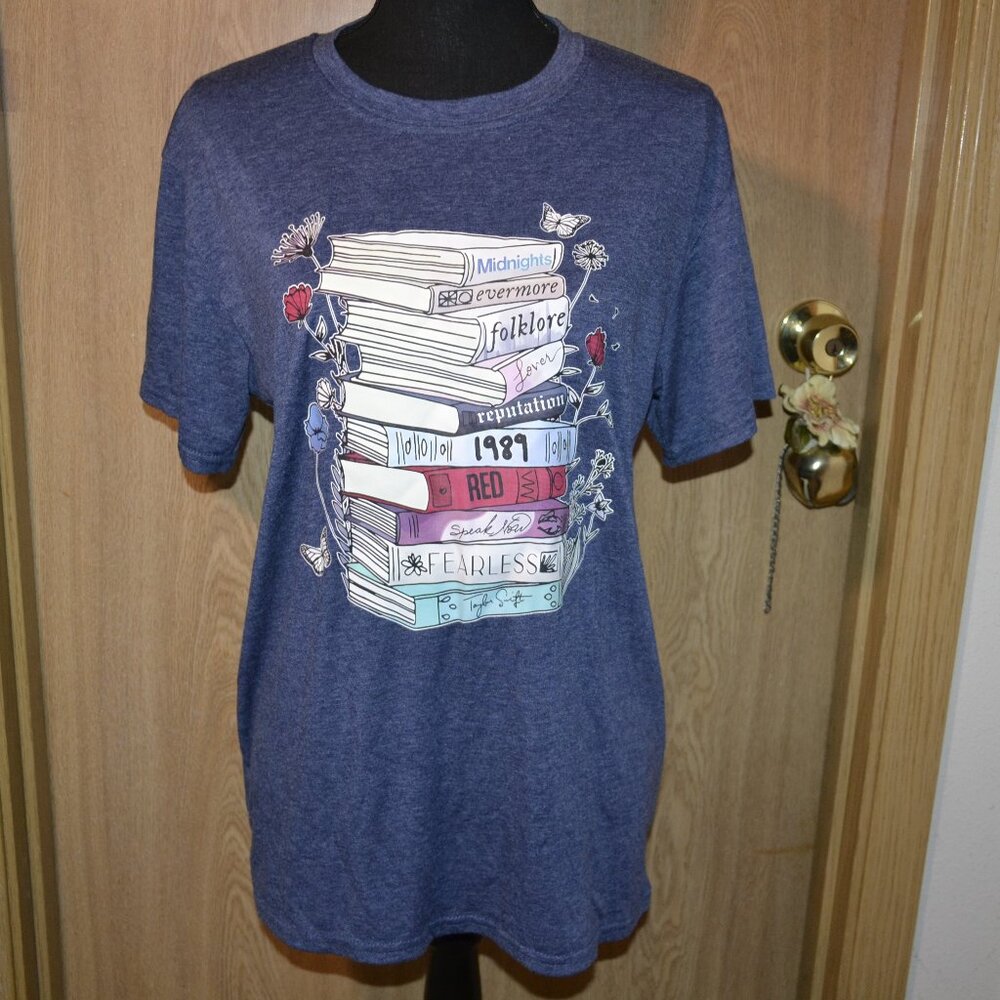 Taylor Swift Albums Book Stack Graphic Swiftie Cozy Bookish Tee T-shirt